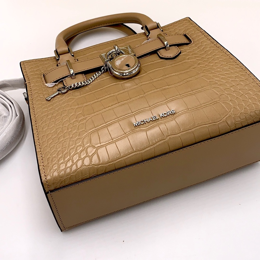 MICHAEL KORS
Hamilton Small Crocodile Embossed Faux
Leather Satchel
Color: Camel - Picture 16 of 16